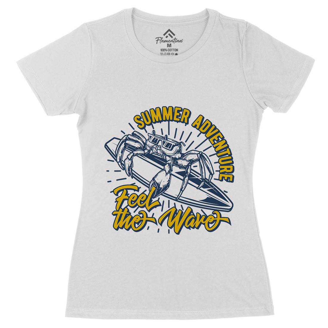 Summer Surfing Womens Organic Crew Neck T-Shirt Surf B876