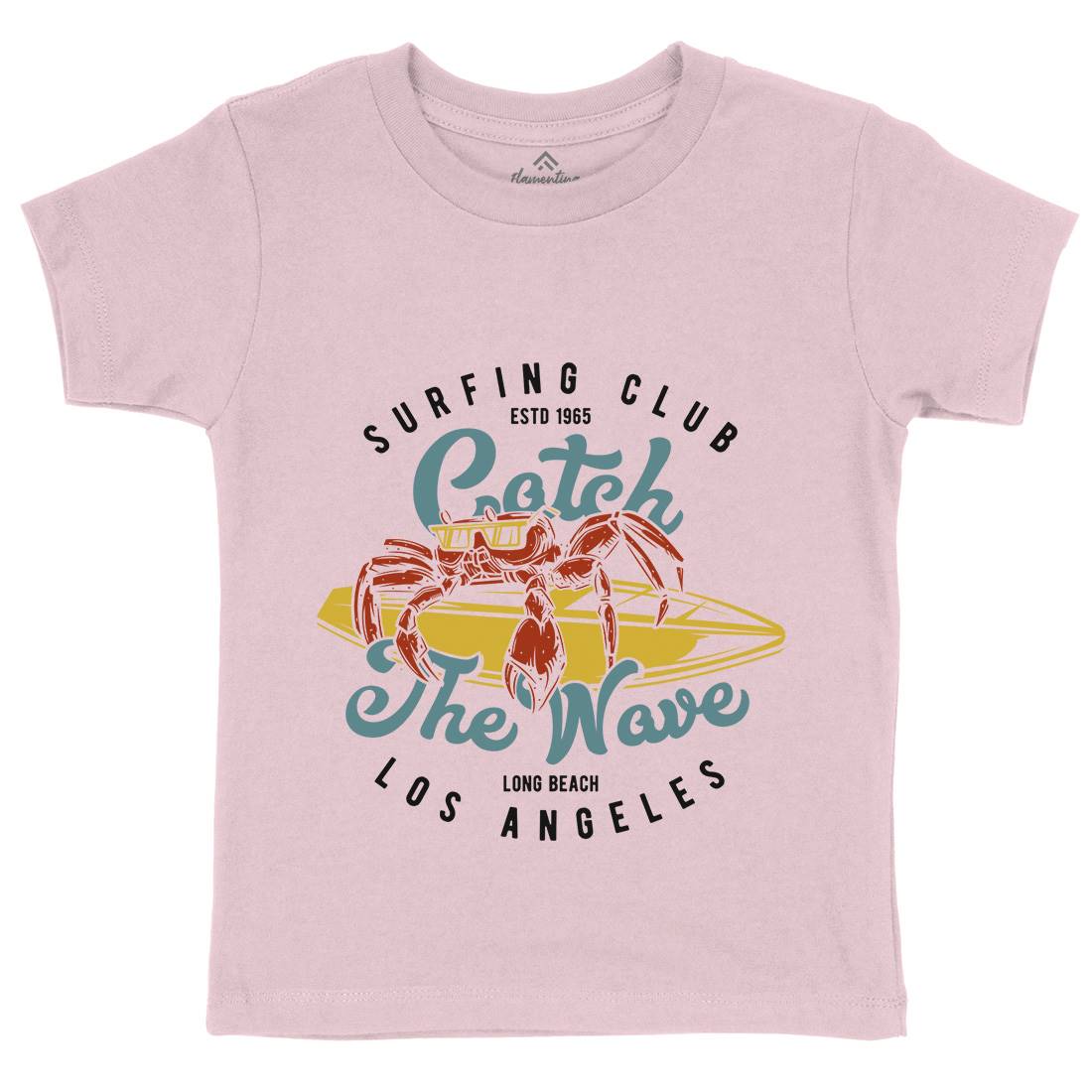 Catch The Wave Surfing Kids Organic Crew Neck T-Shirt Surf B877