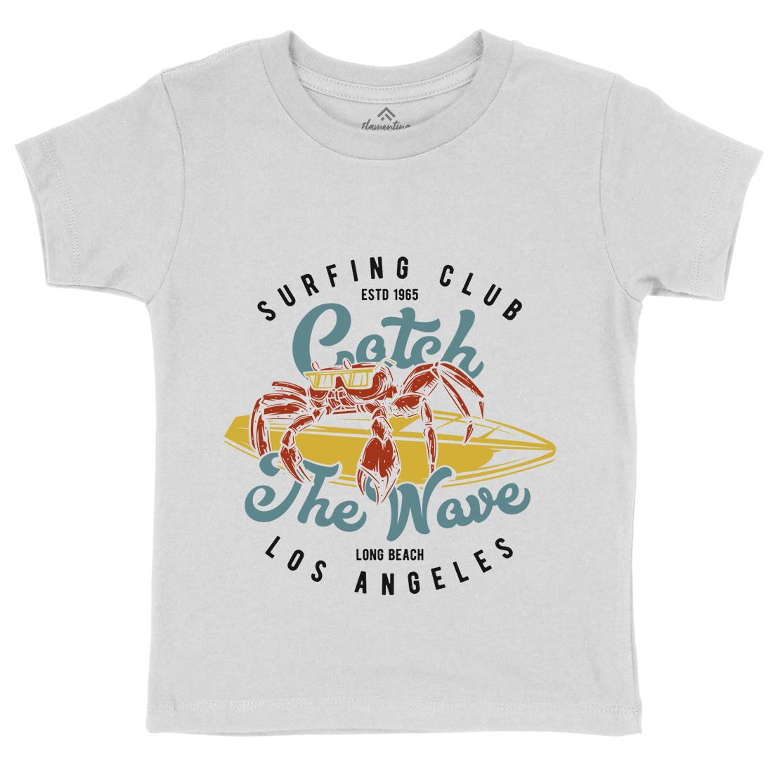 Catch The Wave Surfing Kids Organic Crew Neck T-Shirt Surf B877