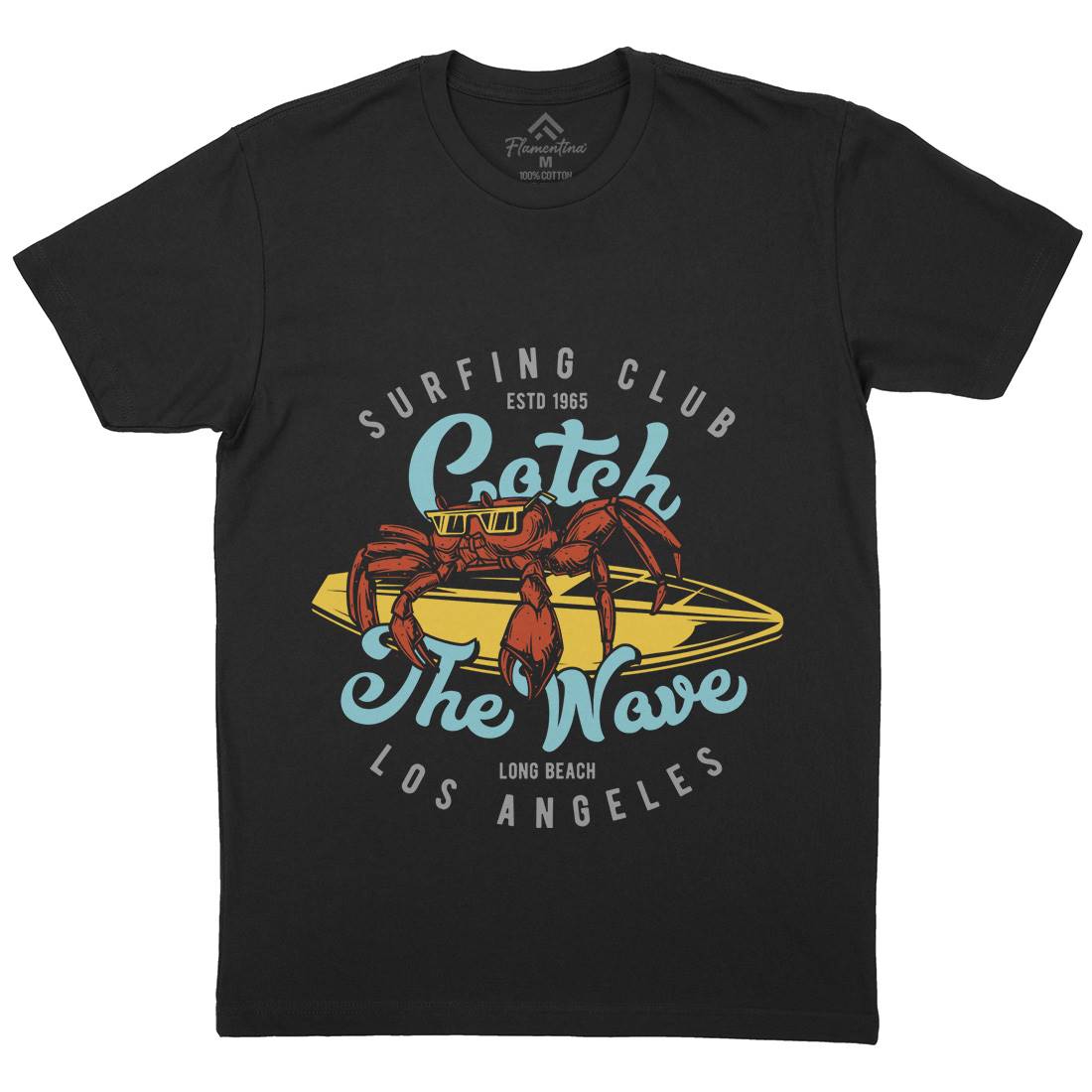 Catch The Wave Surfing Mens Organic Crew Neck T-Shirt Surf B877