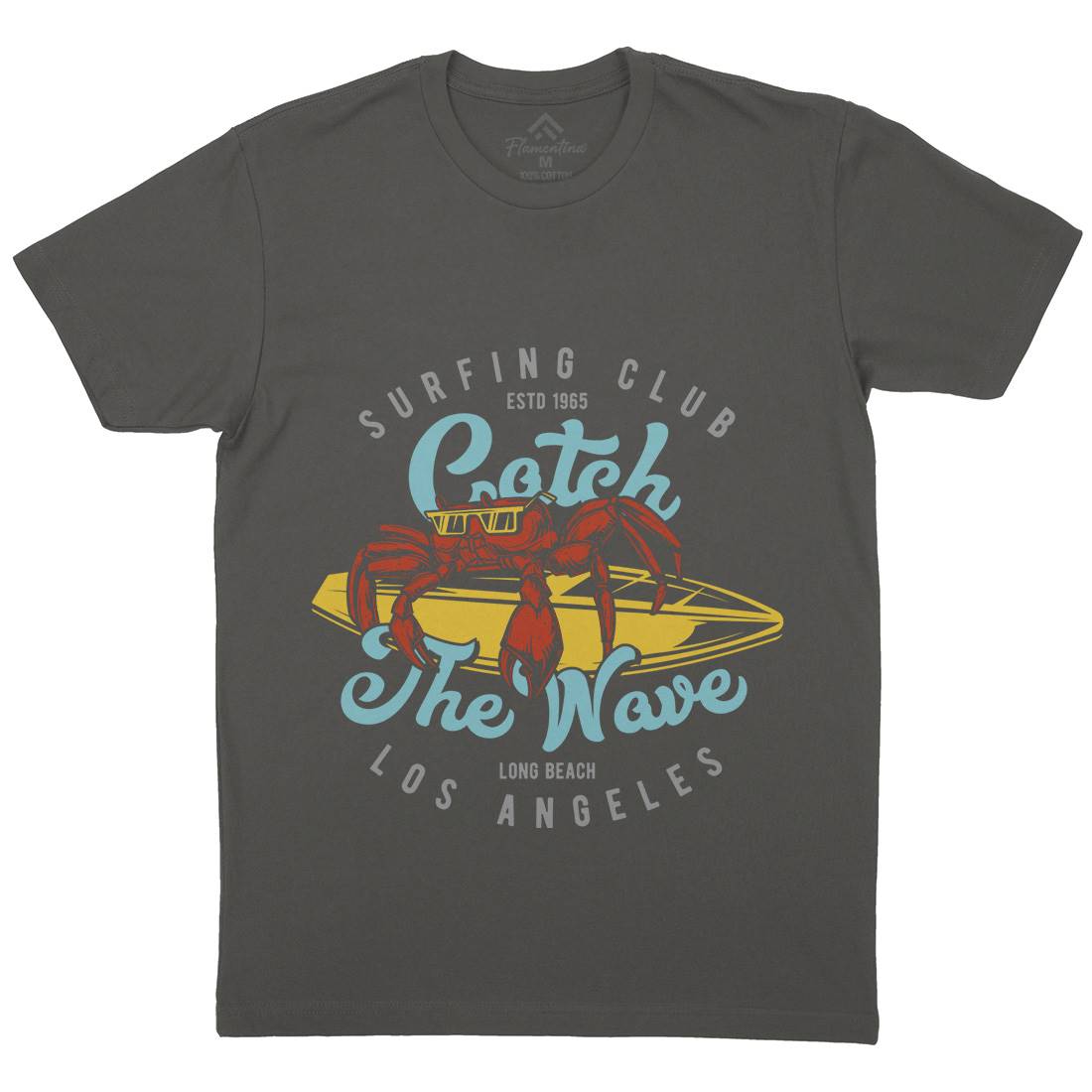 Catch The Wave Surfing Mens Organic Crew Neck T-Shirt Surf B877