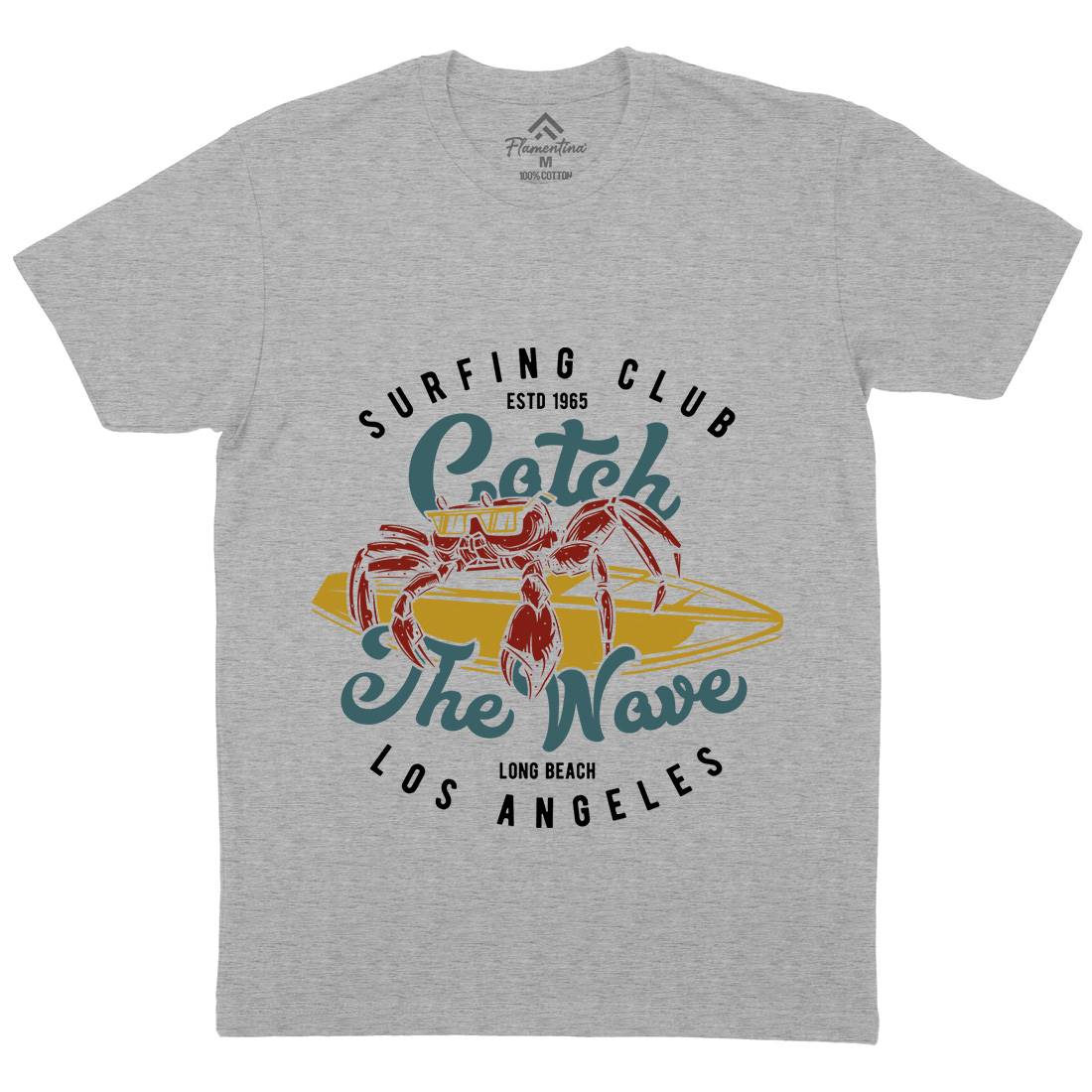 Catch The Wave Surfing Mens Crew Neck T-Shirt Surf B877