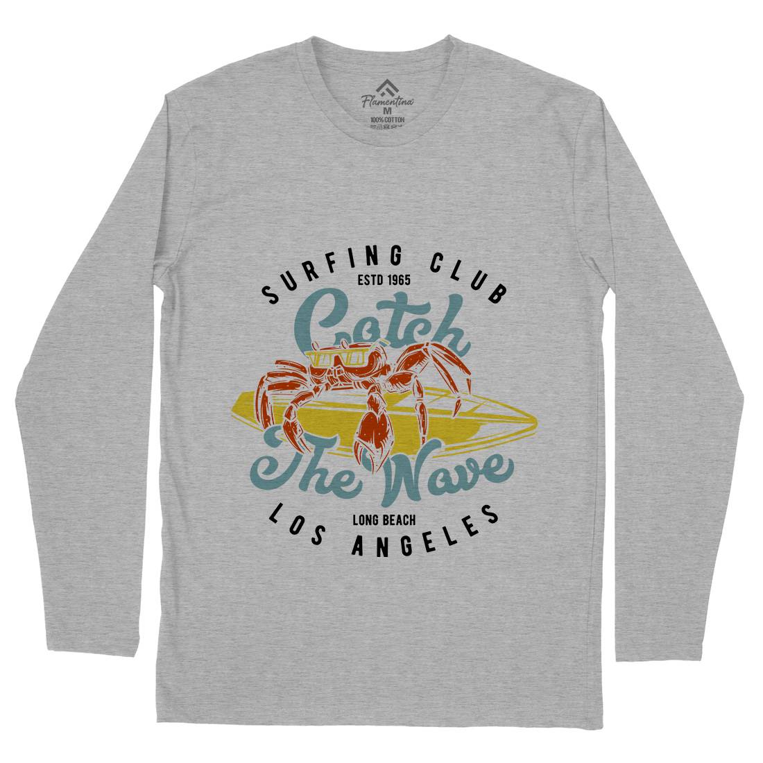 Catch The Wave Surfing Mens Long Sleeve T-Shirt Surf B877