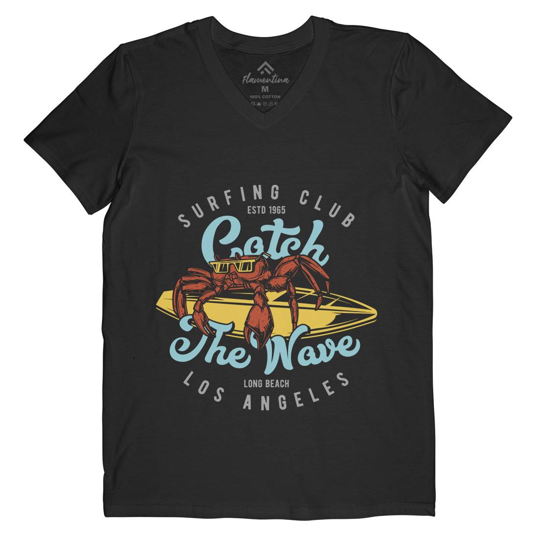 Catch The Wave Surfing Mens V-Neck T-Shirt Surf B877