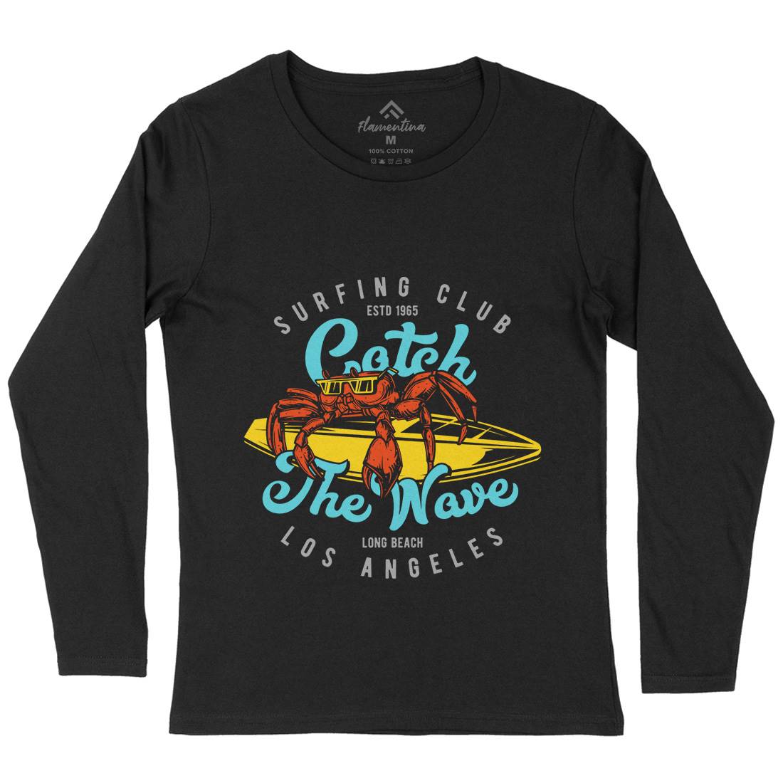 Catch The Wave Surfing Womens Long Sleeve T-Shirt Surf B877