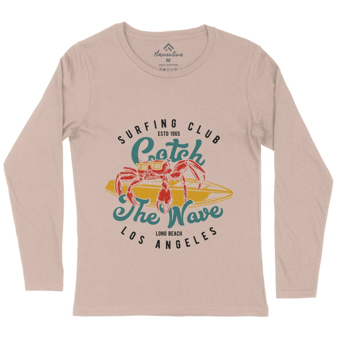 Catch The Wave Surfing Womens Long Sleeve T-Shirt Surf B877