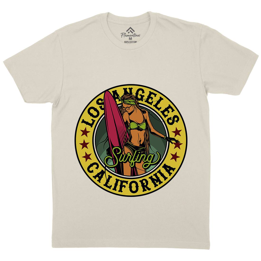 California Surfing Mens Organic Crew Neck T-Shirt Surf B878