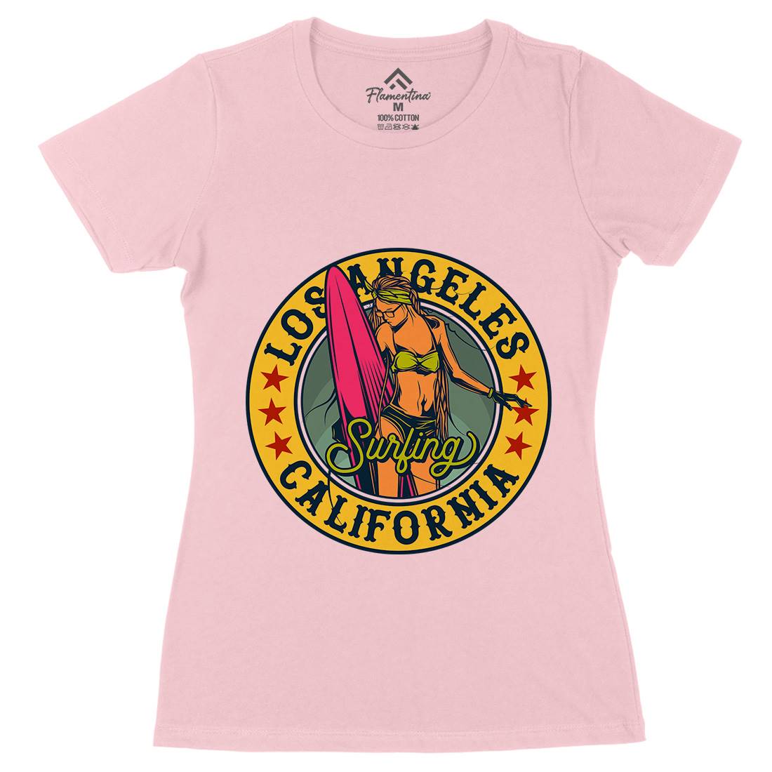 California Surfing Womens Organic Crew Neck T-Shirt Surf B878