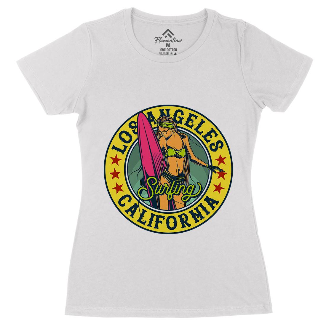 California Surfing Womens Organic Crew Neck T-Shirt Surf B878