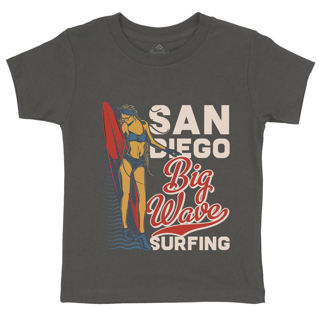 Big Wave Surfing Kids Crew Neck T-Shirt Surf B879