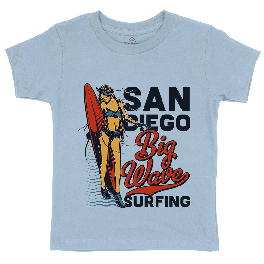 Big Wave Surfing Kids Organic Crew Neck T-Shirt Surf B879