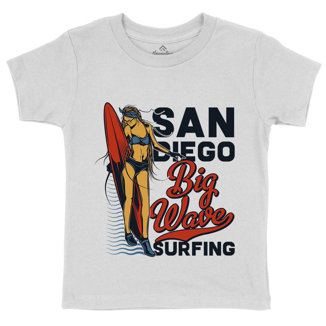 Big Wave Surfing Kids Organic Crew Neck T-Shirt Surf B879