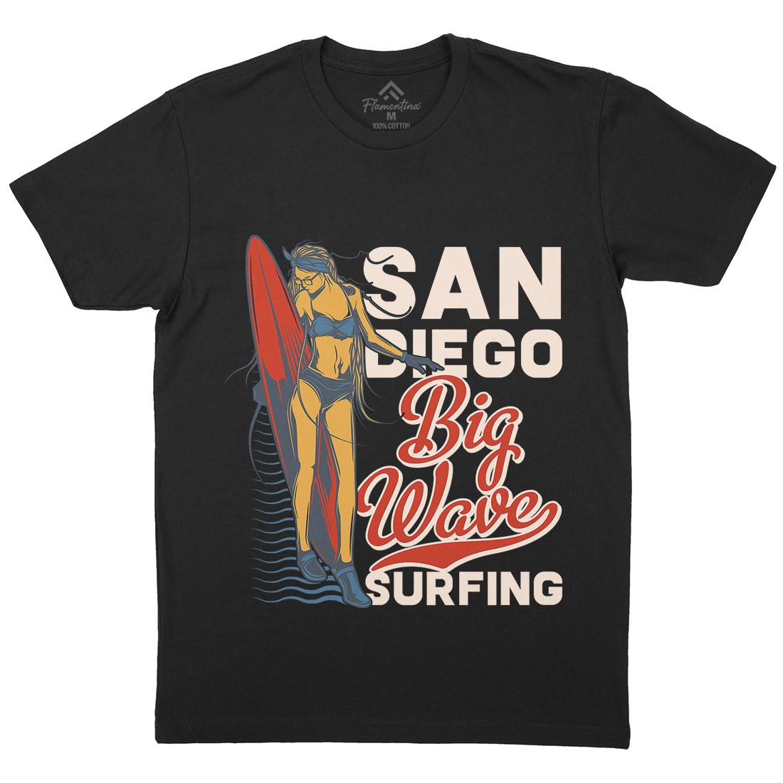 Big Wave Surfing Mens Organic Crew Neck T-Shirt Surf B879