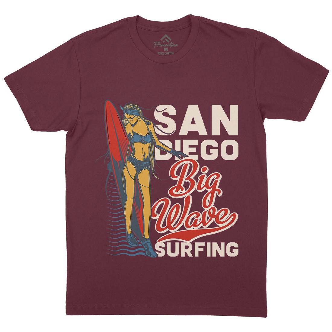 Big Wave Surfing Mens Crew Neck T-Shirt Surf B879