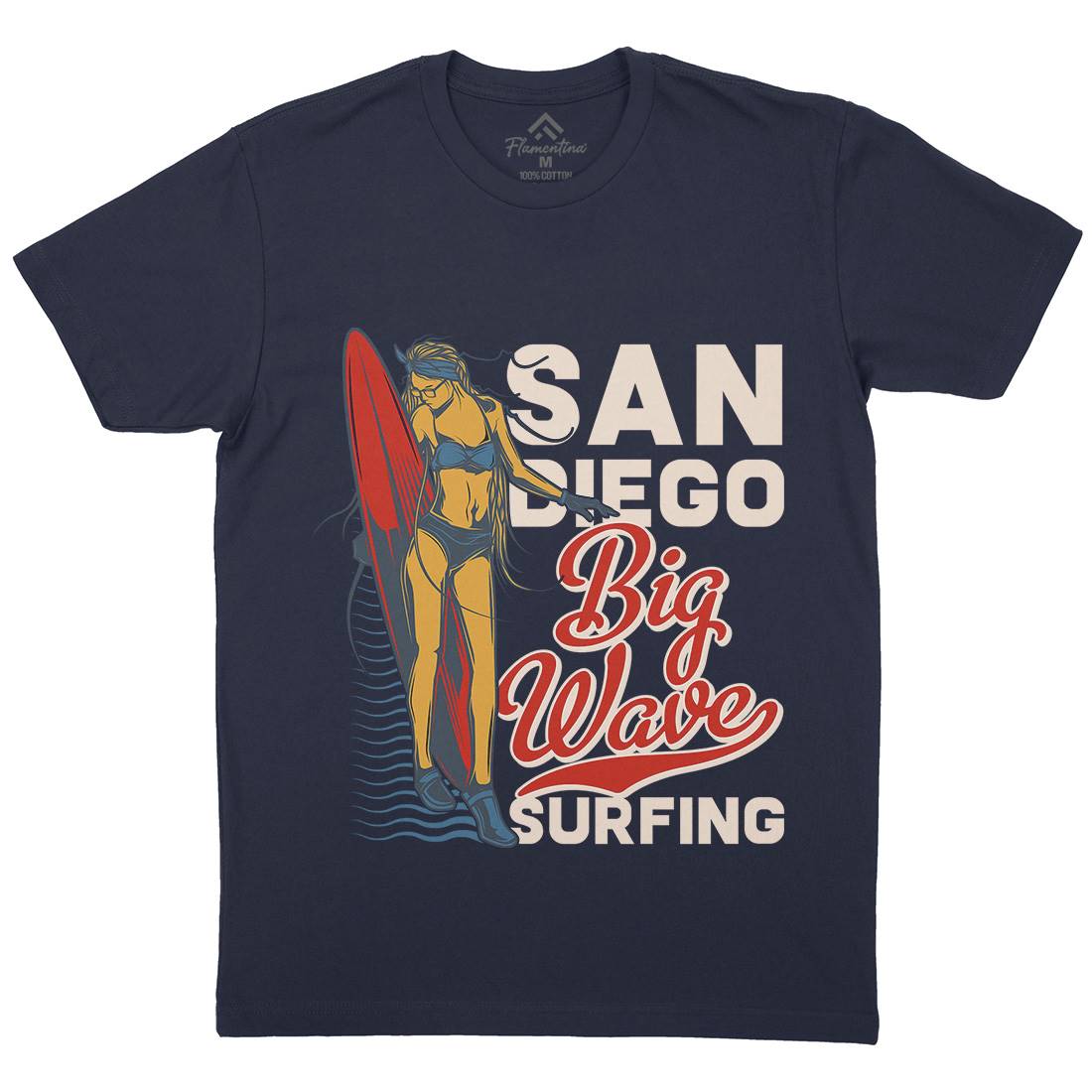Big Wave Surfing Mens Crew Neck T-Shirt Surf B879
