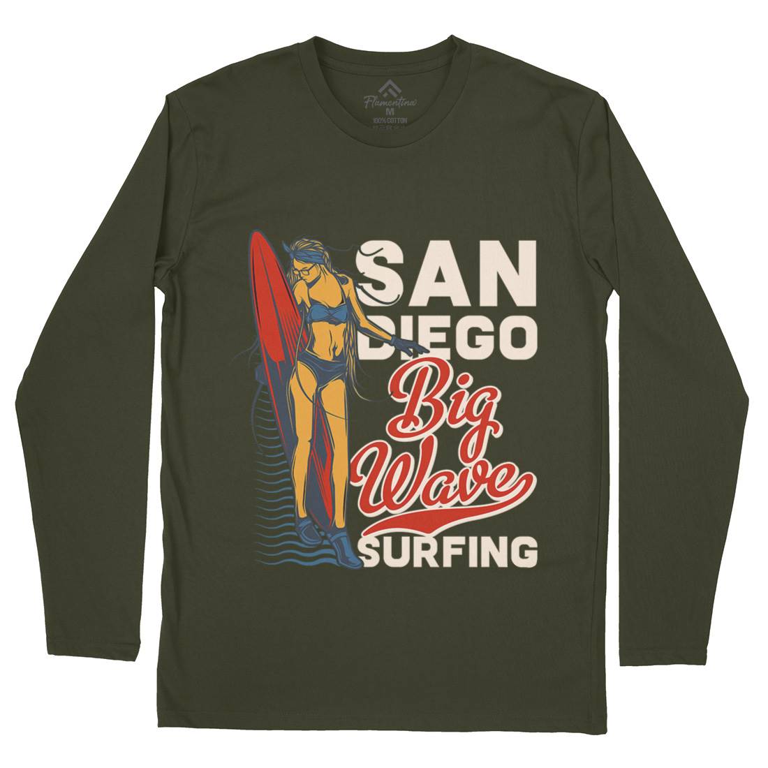 Big Wave Surfing Mens Long Sleeve T-Shirt Surf B879