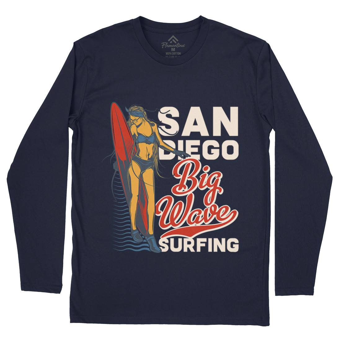 Big Wave Surfing Mens Long Sleeve T-Shirt Surf B879
