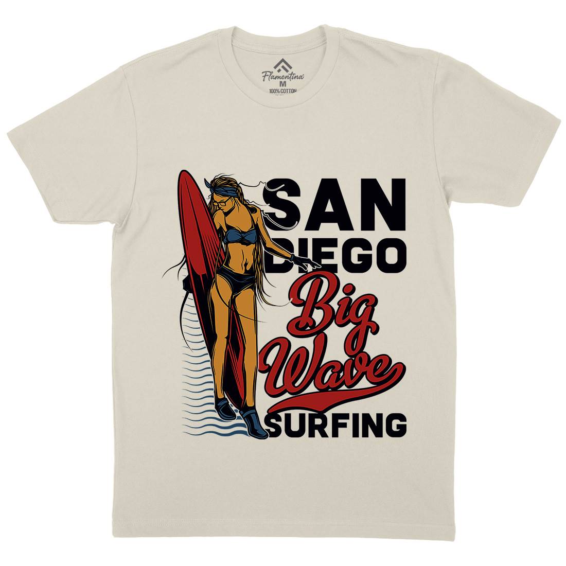 Big Wave Surfing Mens Organic Crew Neck T-Shirt Surf B879