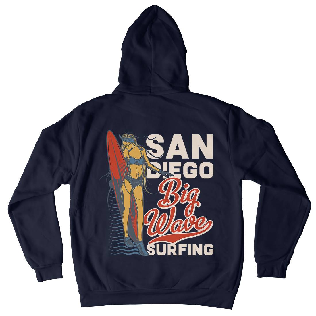 Big Wave Surfing Mens Hoodie With Pocket Surf B879