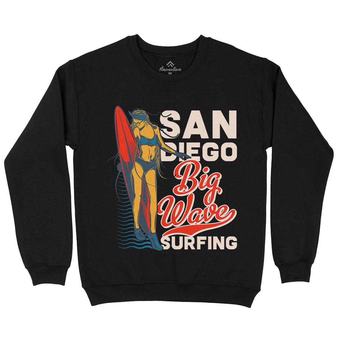 Big Wave Surfing Mens Crew Neck Sweatshirt Surf B879