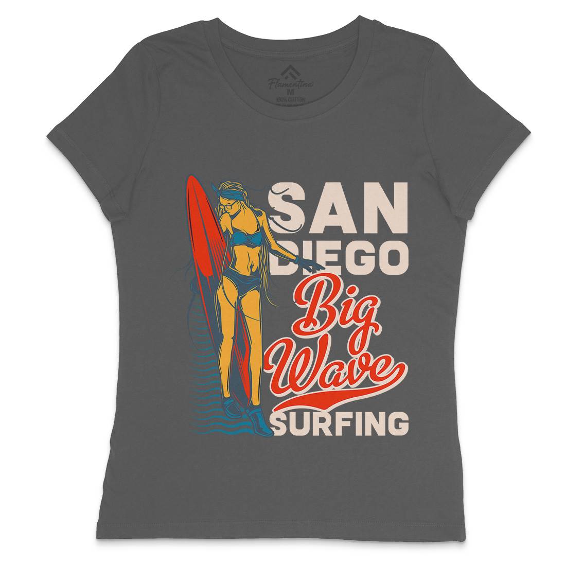 Big Wave Surfing Womens Crew Neck T-Shirt Surf B879
