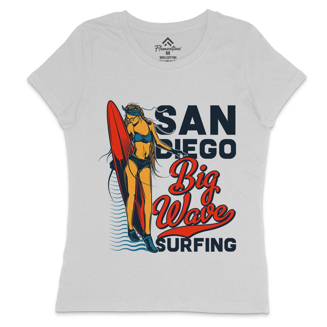 Big Wave Surfing Womens Crew Neck T-Shirt Surf B879