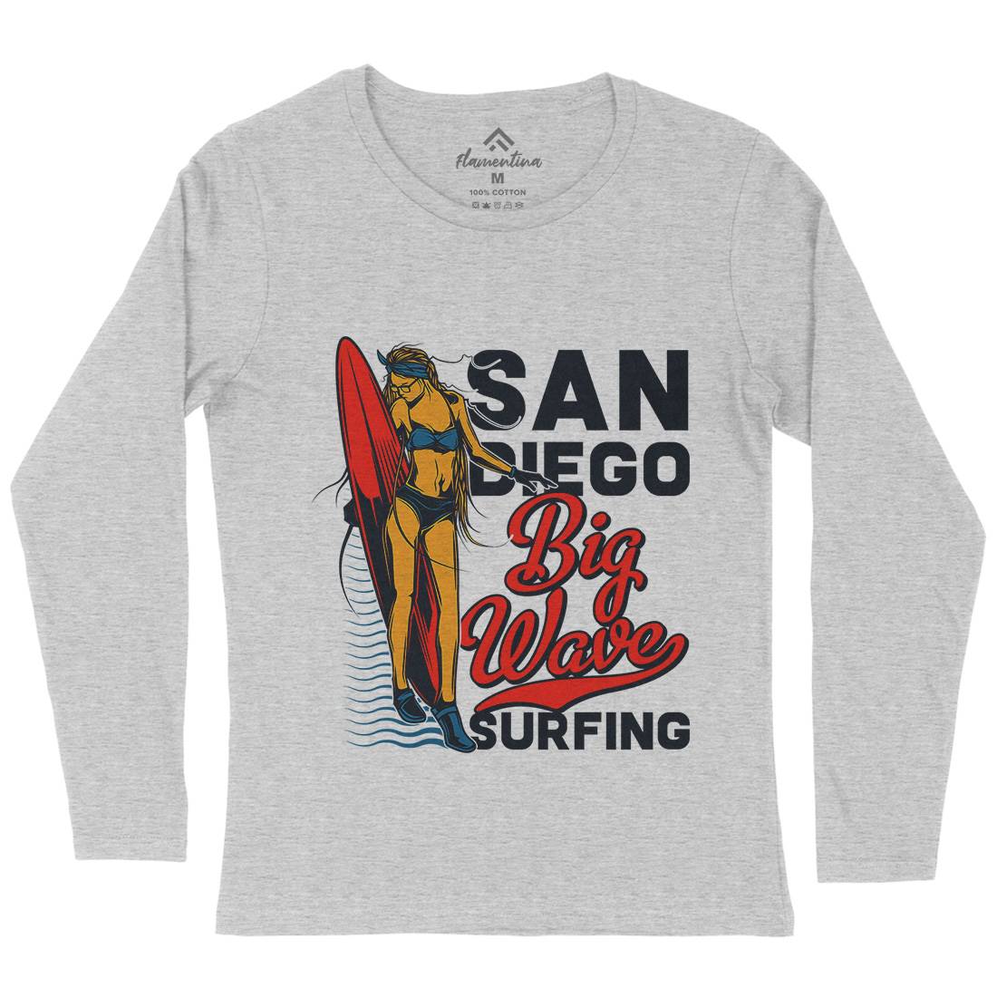 Big Wave Surfing Womens Long Sleeve T-Shirt Surf B879