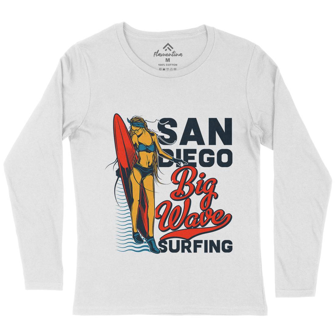 Big Wave Surfing Womens Long Sleeve T-Shirt Surf B879