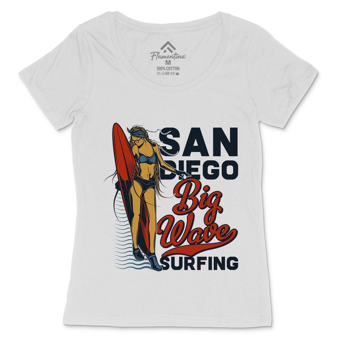 Big Wave Surfing Womens Scoop Neck T-Shirt Surf B879