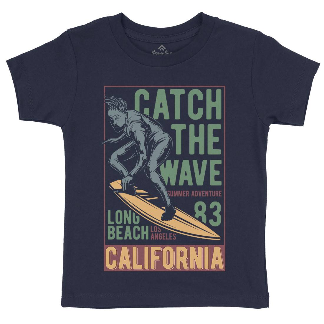Catch The Wave Surfing Kids Organic Crew Neck T-Shirt Surf B880