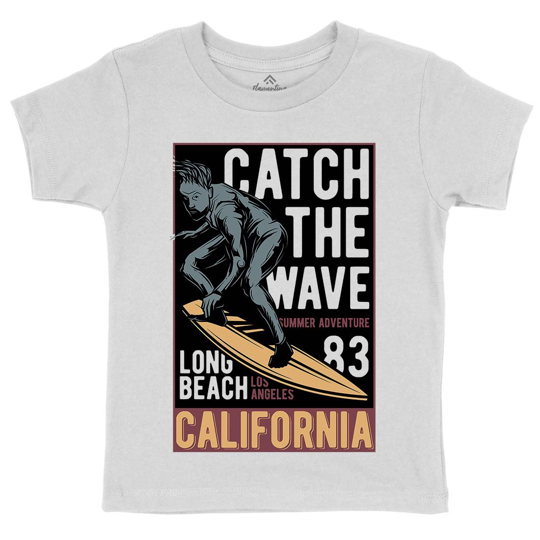 Catch The Wave Surfing Kids Crew Neck T-Shirt Surf B880
