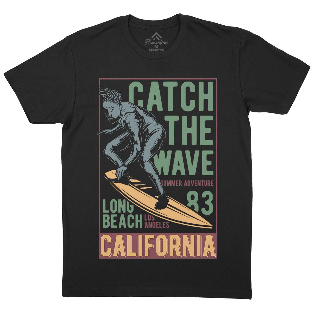 Catch The Wave Surfing Mens Crew Neck T-Shirt Surf B880