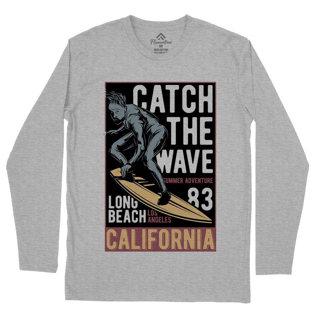 Catch The Wave Surfing Mens Long Sleeve T-Shirt Surf B880