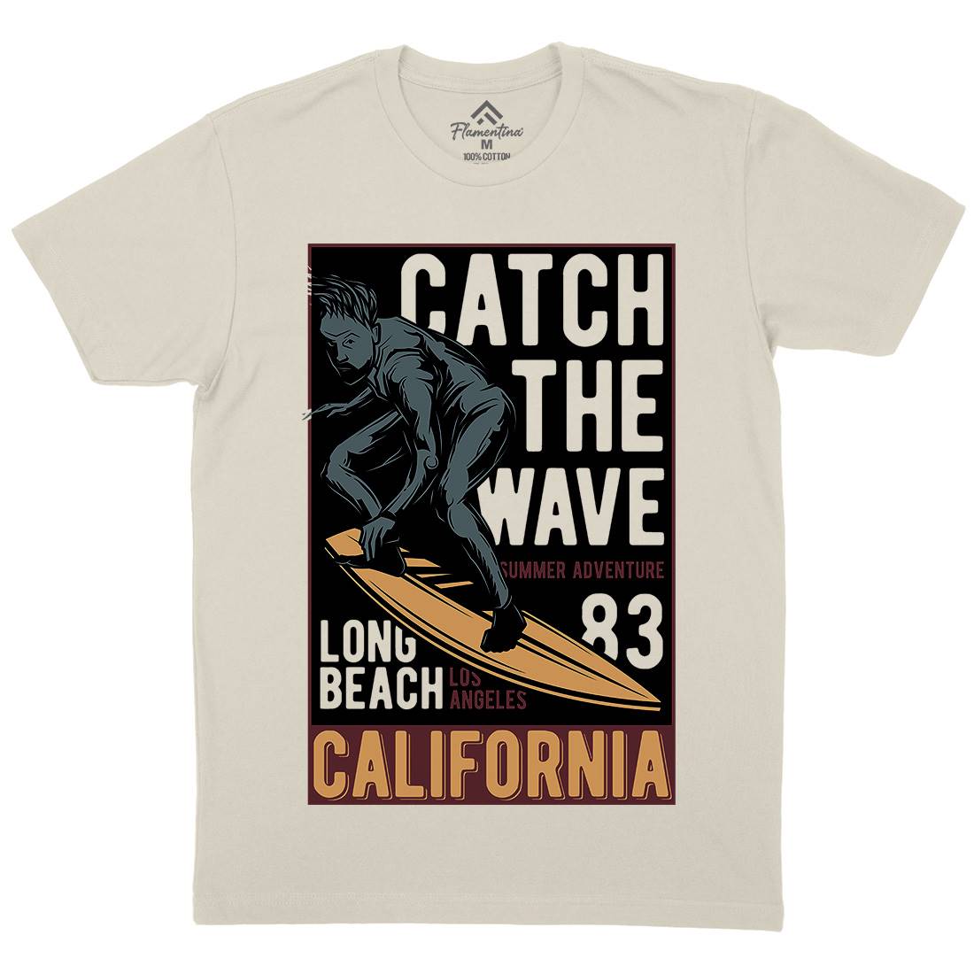 Catch The Wave Surfing Mens Organic Crew Neck T-Shirt Surf B880