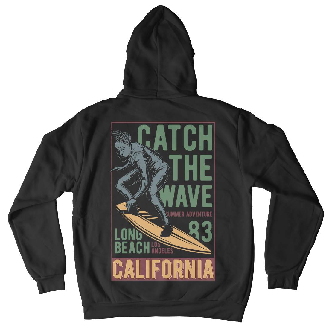 Catch The Wave Surfing Mens Hoodie With Pocket Surf B880