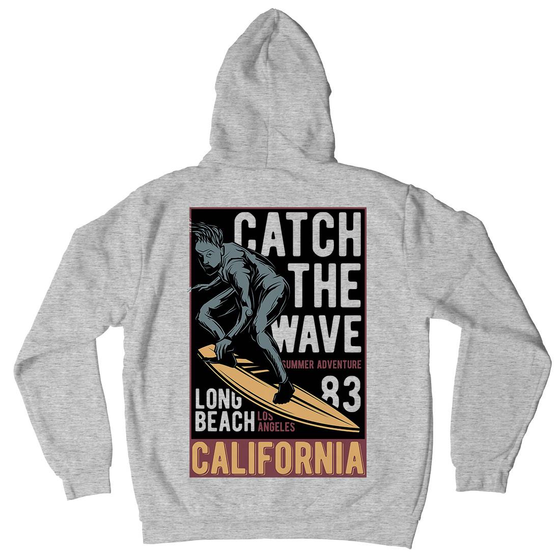 Catch The Wave Surfing Mens Hoodie With Pocket Surf B880