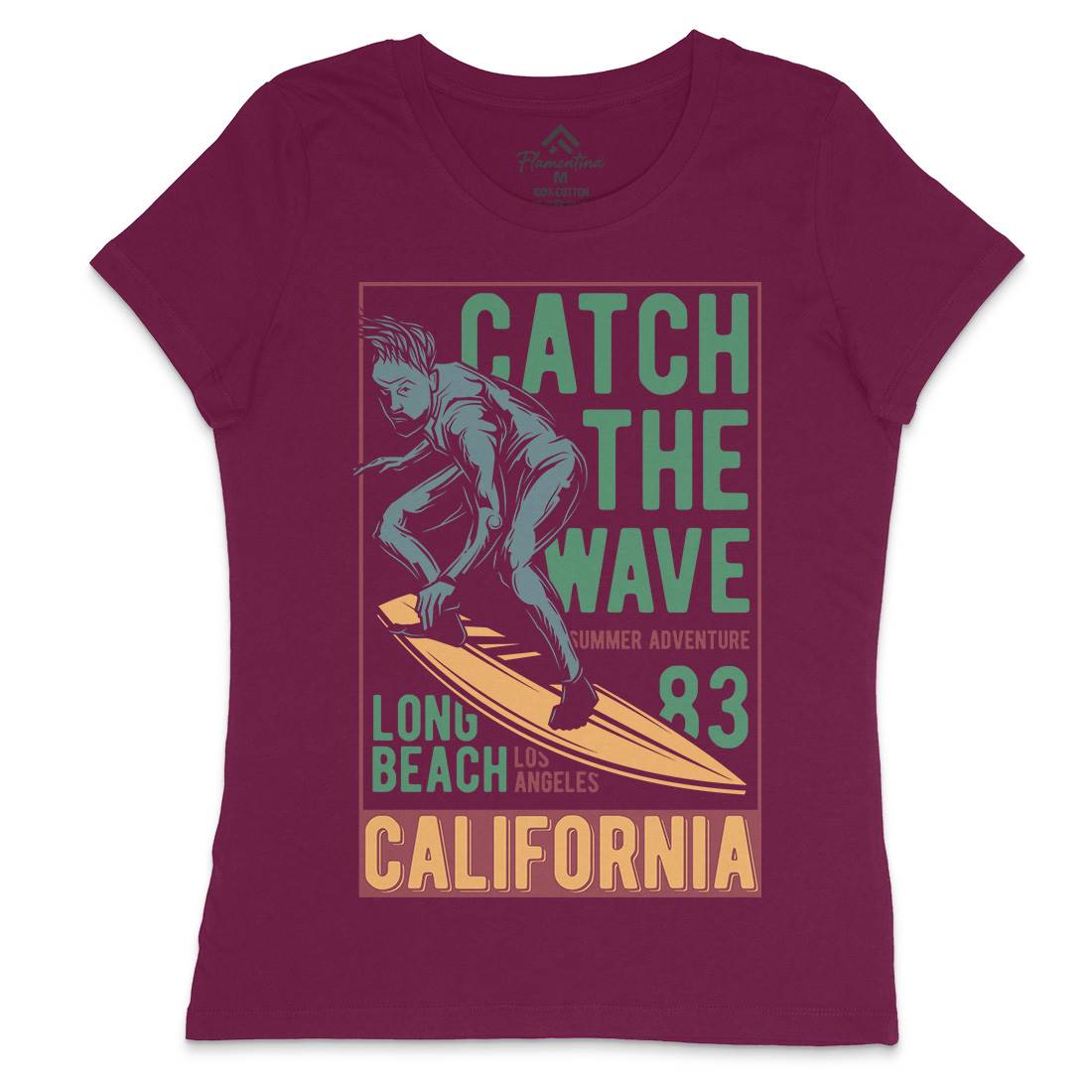 Catch The Wave Surfing Womens Crew Neck T-Shirt Surf B880