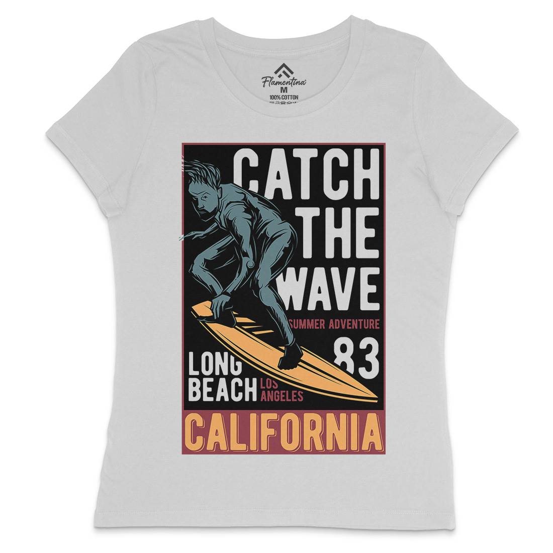 Catch The Wave Surfing Womens Crew Neck T-Shirt Surf B880
