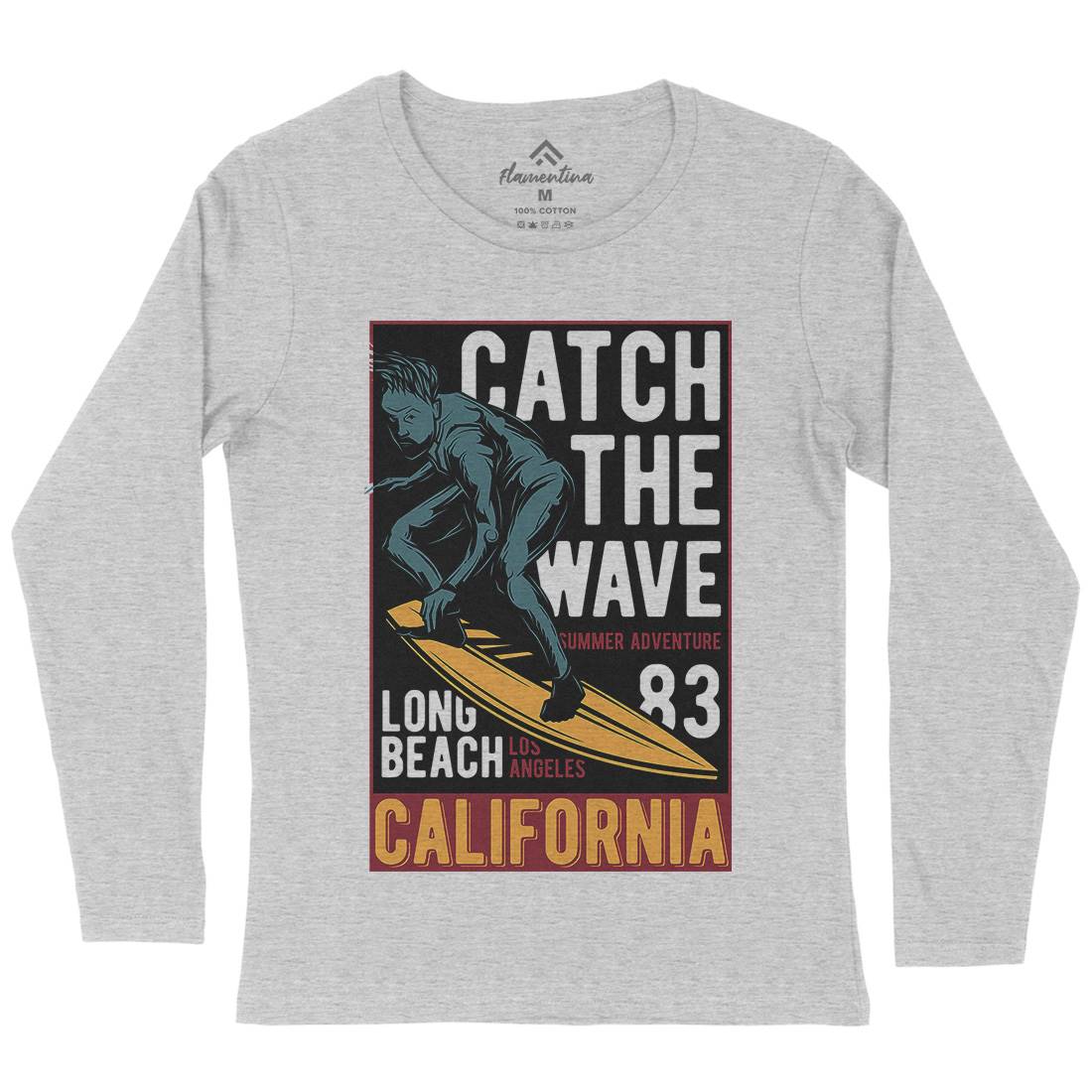 Catch The Wave Surfing Womens Long Sleeve T-Shirt Surf B880