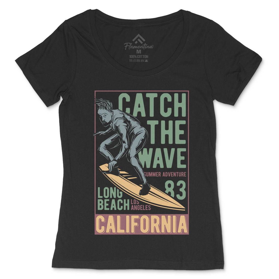 Catch The Wave Surfing Womens Scoop Neck T-Shirt Surf B880