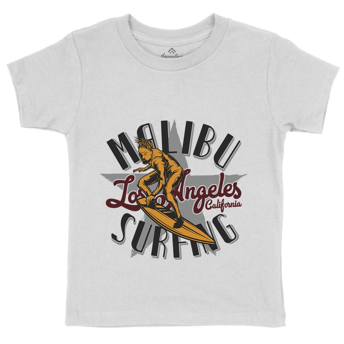Malibu Surfing Kids Organic Crew Neck T-Shirt Surf B881