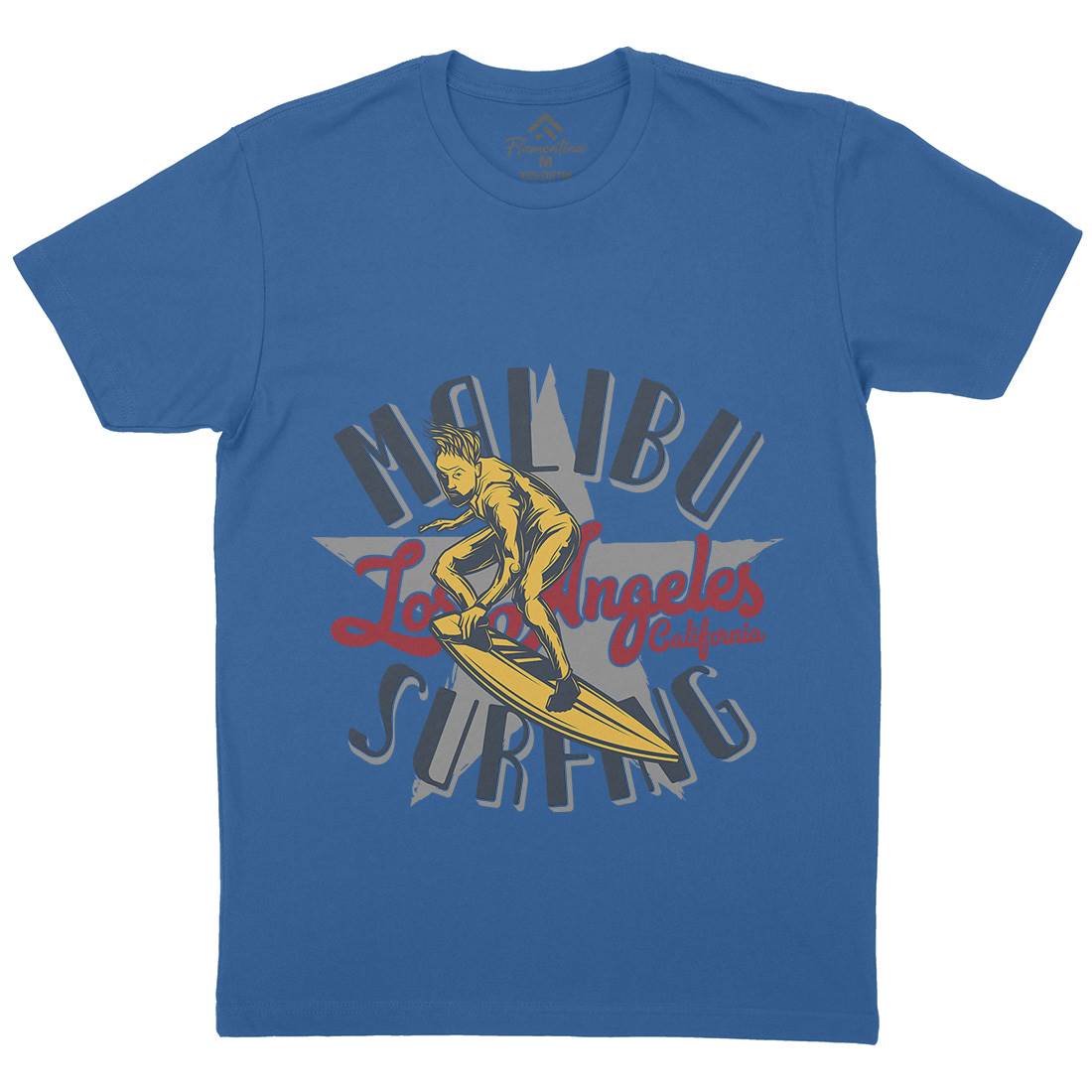 Malibu Surfing Mens Organic Crew Neck T-Shirt Surf B881