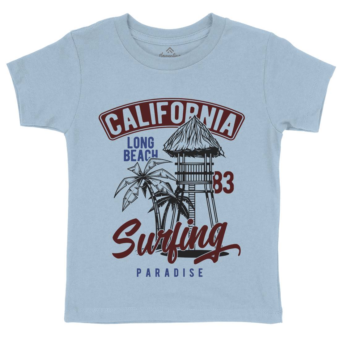 California Surfing Kids Organic Crew Neck T-Shirt Surf B882