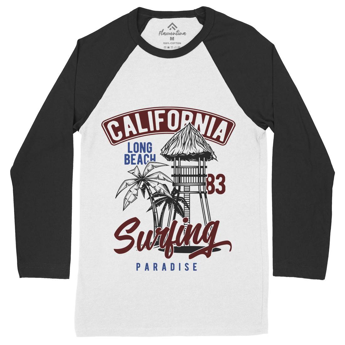 California Surfing Mens Long Sleeve Baseball T-Shirt Surf B882