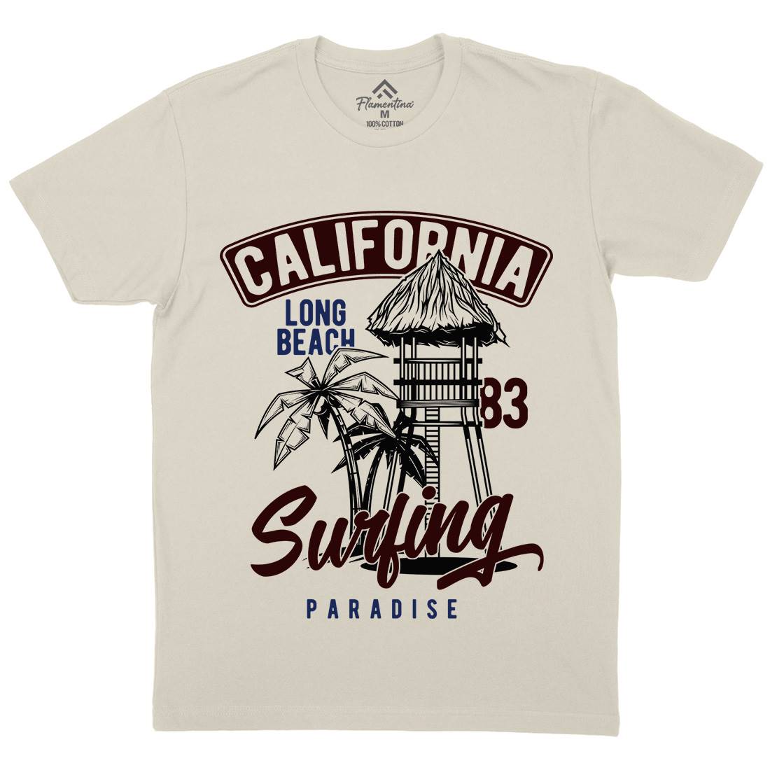 California Surfing Mens Organic Crew Neck T-Shirt Surf B882