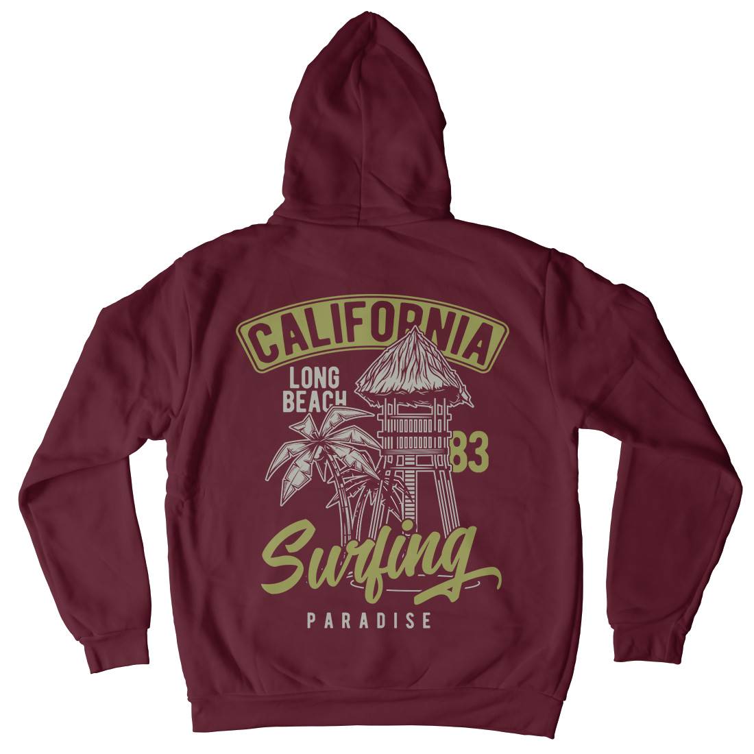 California Surfing Mens Hoodie With Pocket Surf B882