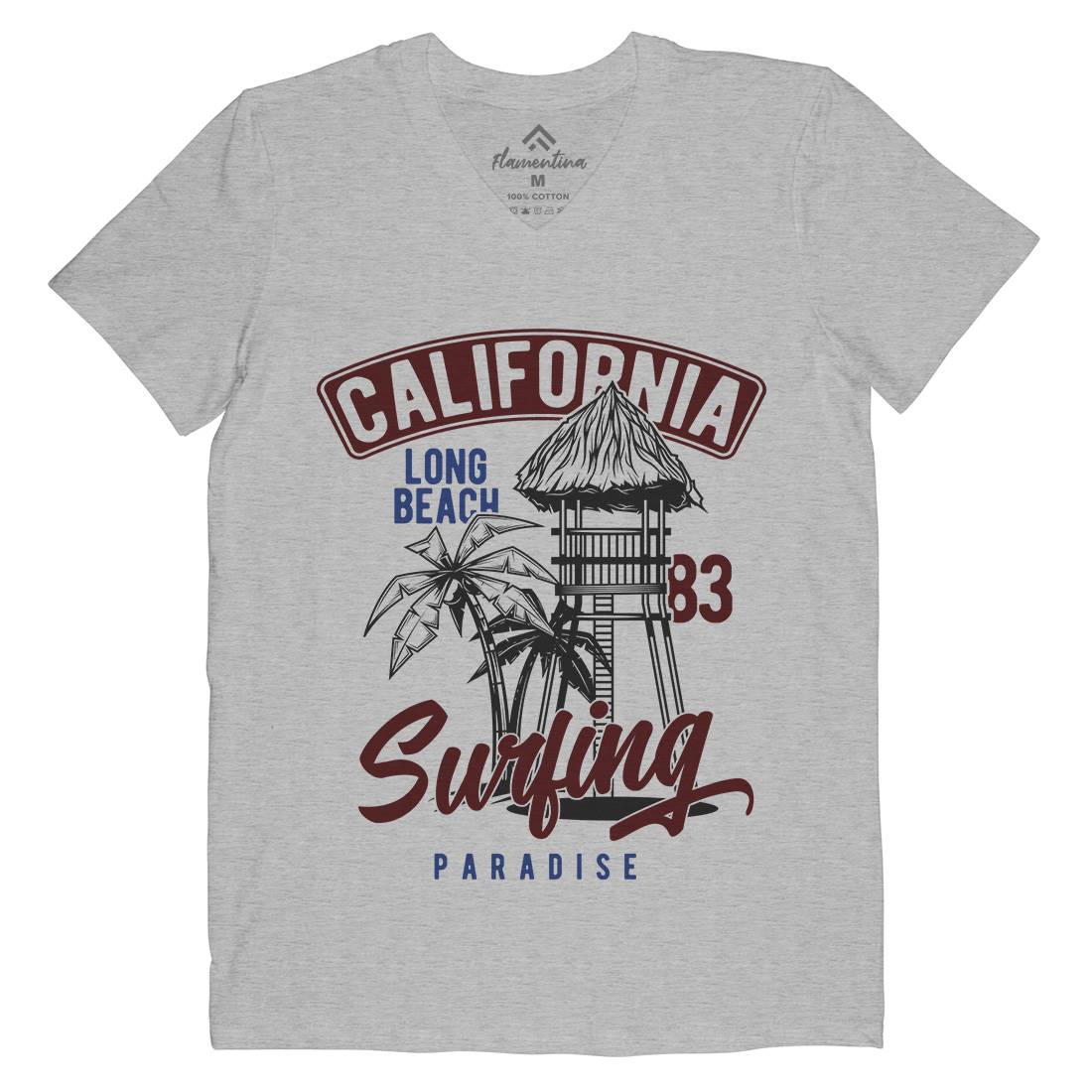 California Surfing Mens V-Neck T-Shirt Surf B882