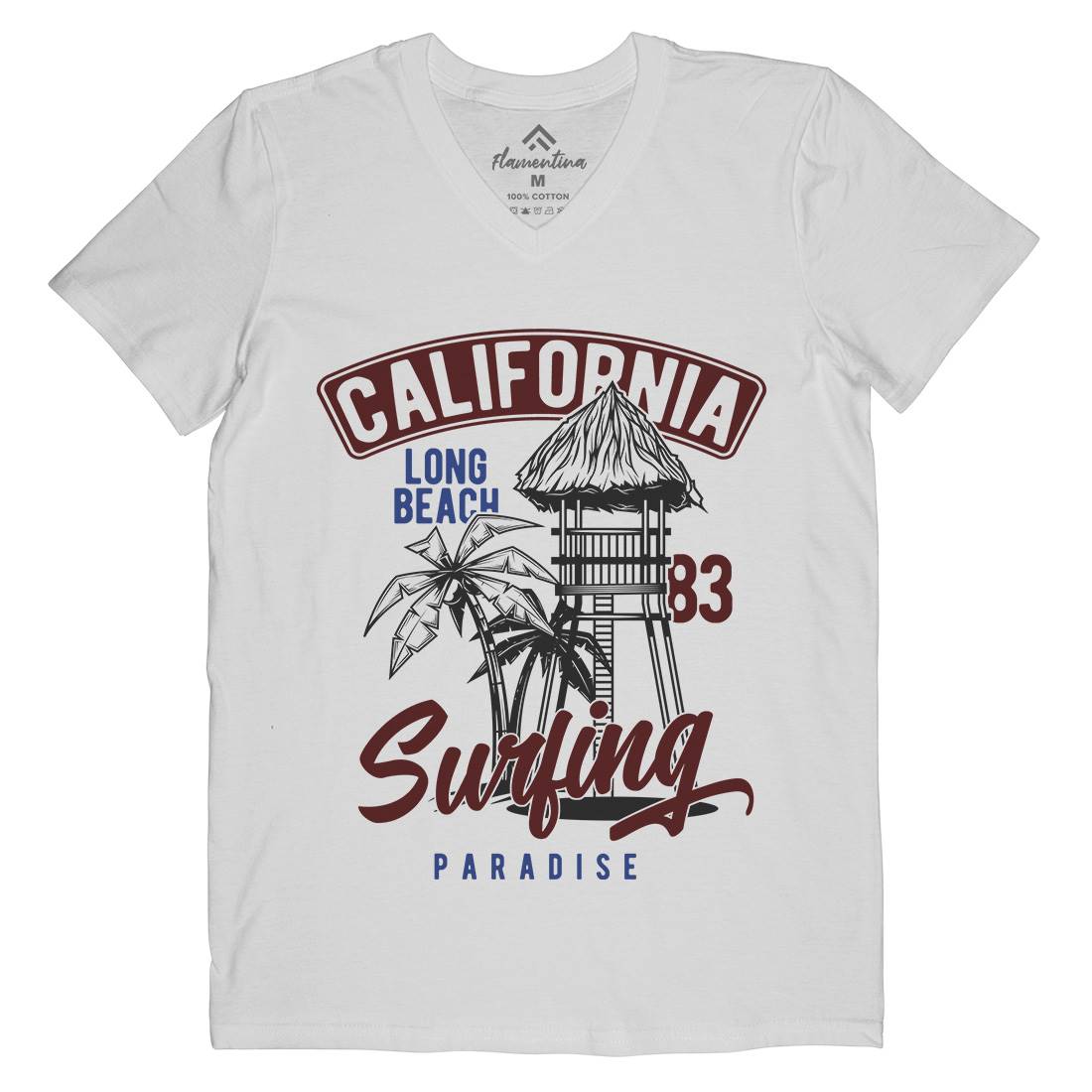 California Surfing Mens V-Neck T-Shirt Surf B882