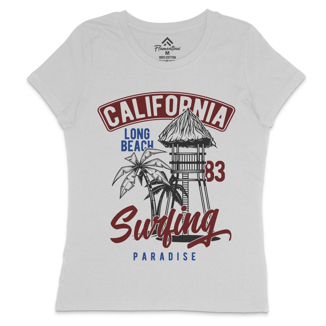 California Surfing Womens Crew Neck T-Shirt Surf B882