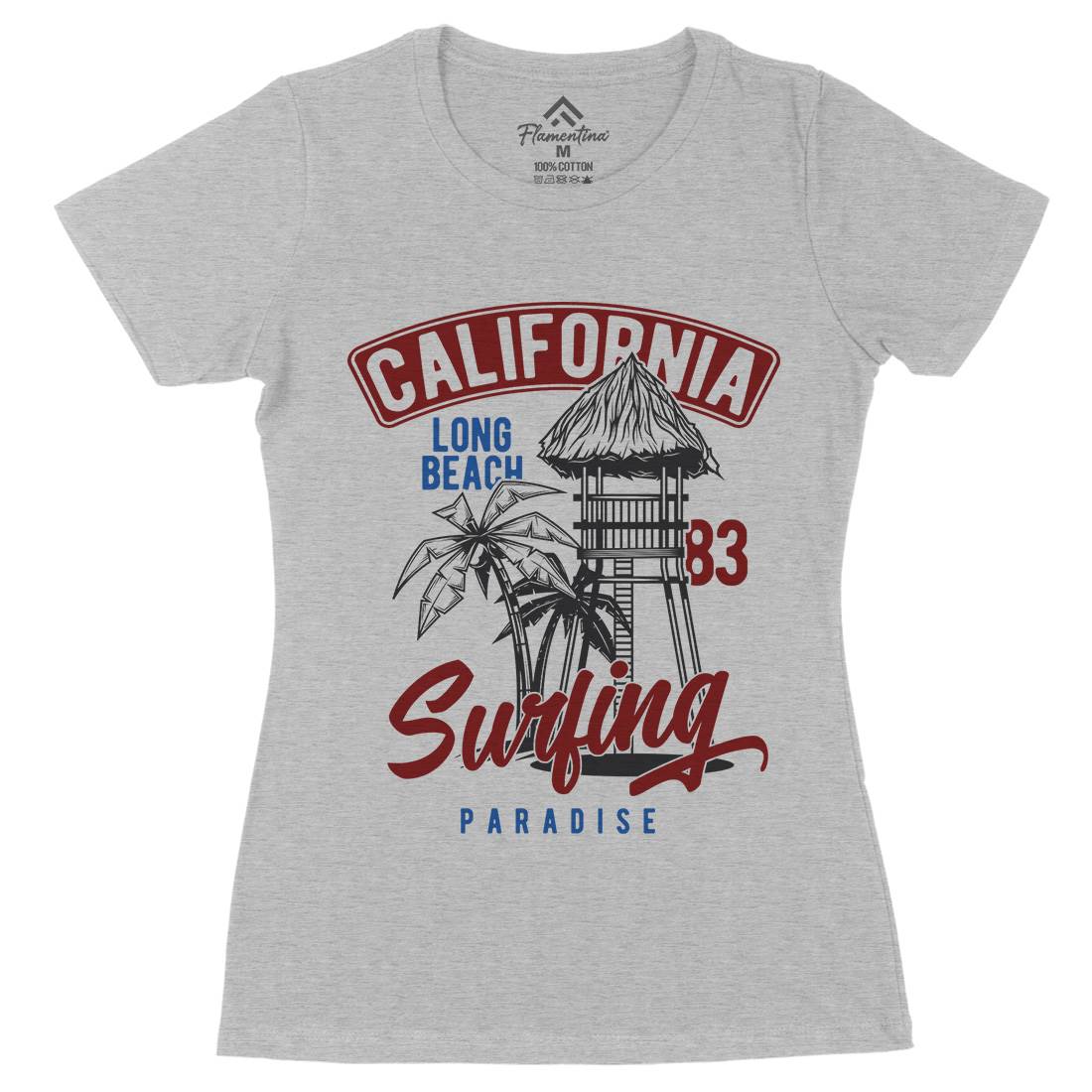California Surfing Womens Organic Crew Neck T-Shirt Surf B882